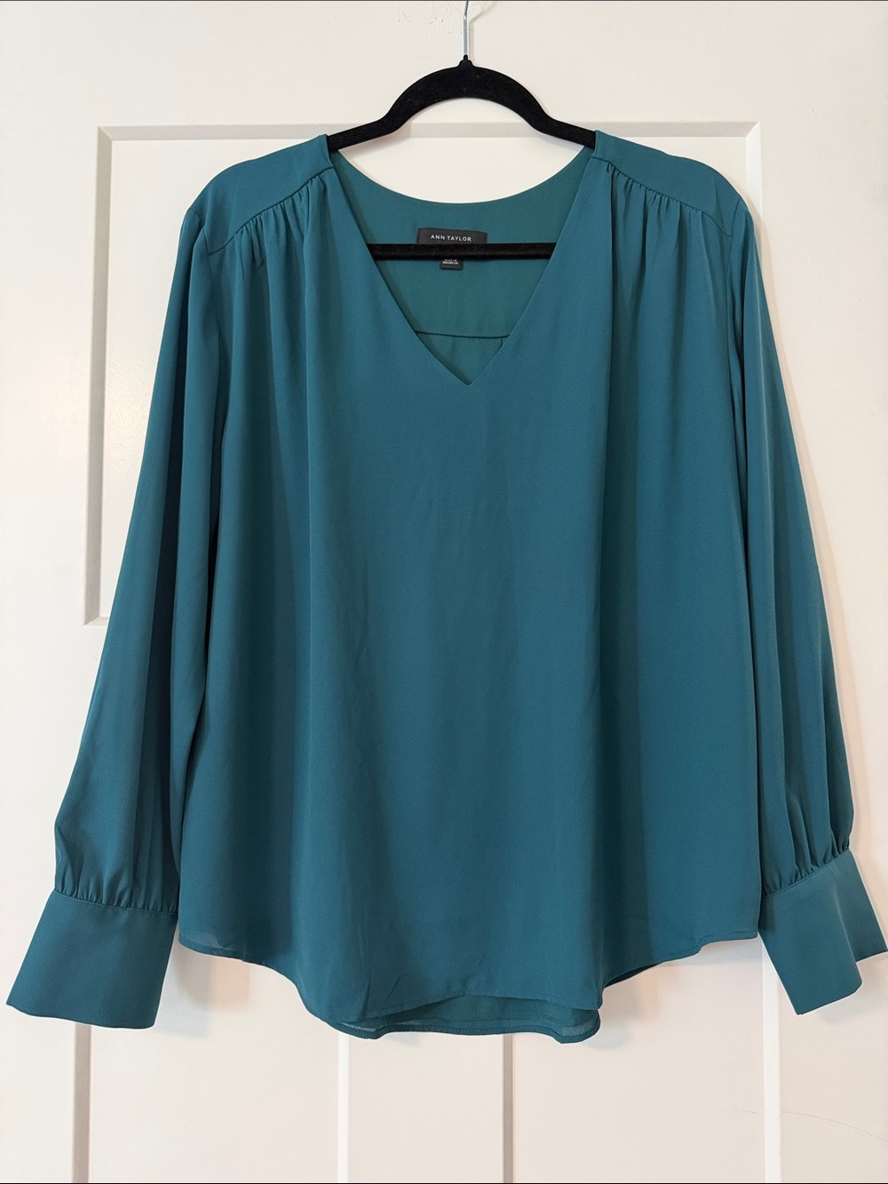 Ann Taylor Teal Long-Sleeve Blouse